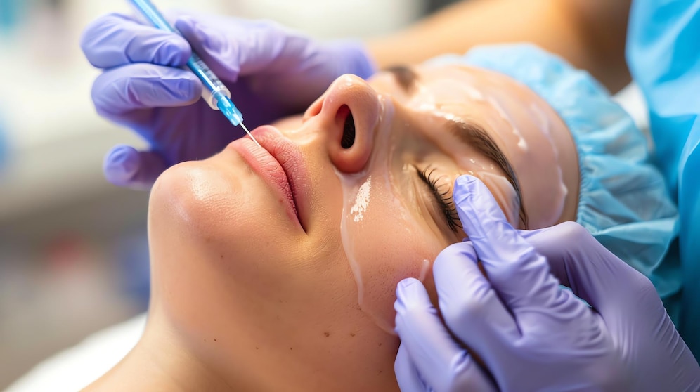 Client receiving microneedling with PRP treatment at Deva Med Spa in Vancouver