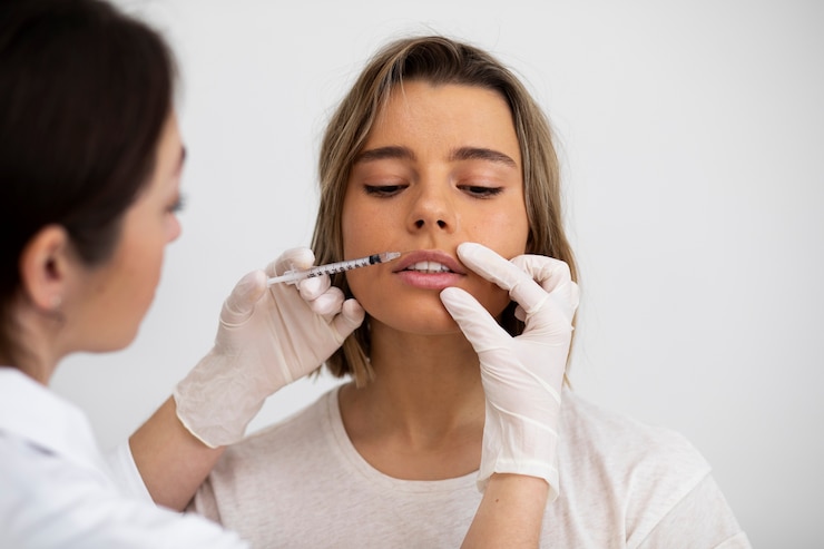 Client receiving Botox lip flip treatment at Deva Med Spa in Vancouver